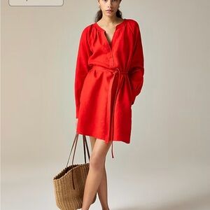 J. Crew Red Long Sleeve Dress